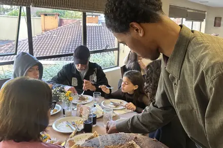 Pizza doce servida à mesa no fim do rodízio
