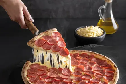 Pizza de pepperoni da BeatOven, a mesma servida na pizzaria e nos eventos