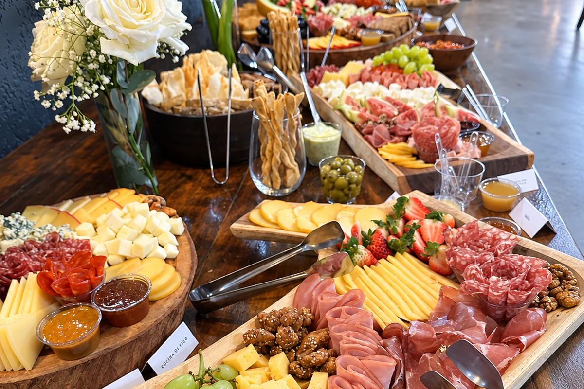 Mesa de frios montada para a recepção dos convidados