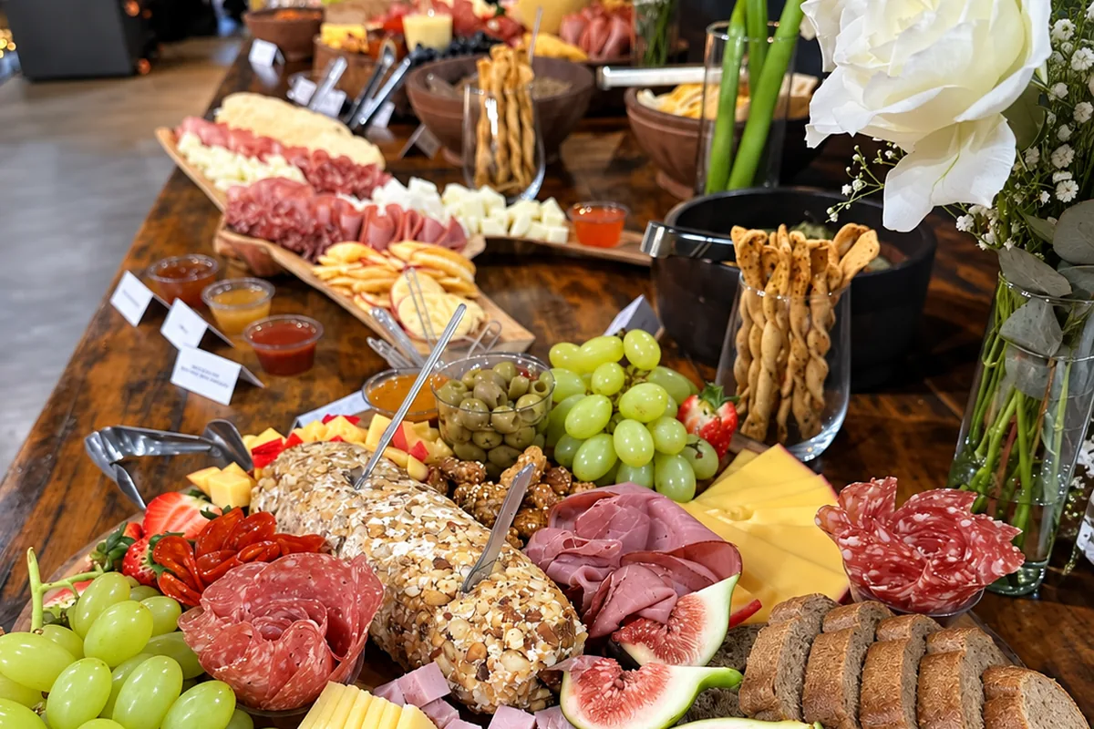 Mesa de frios Signature com figos, cheeselog e pães