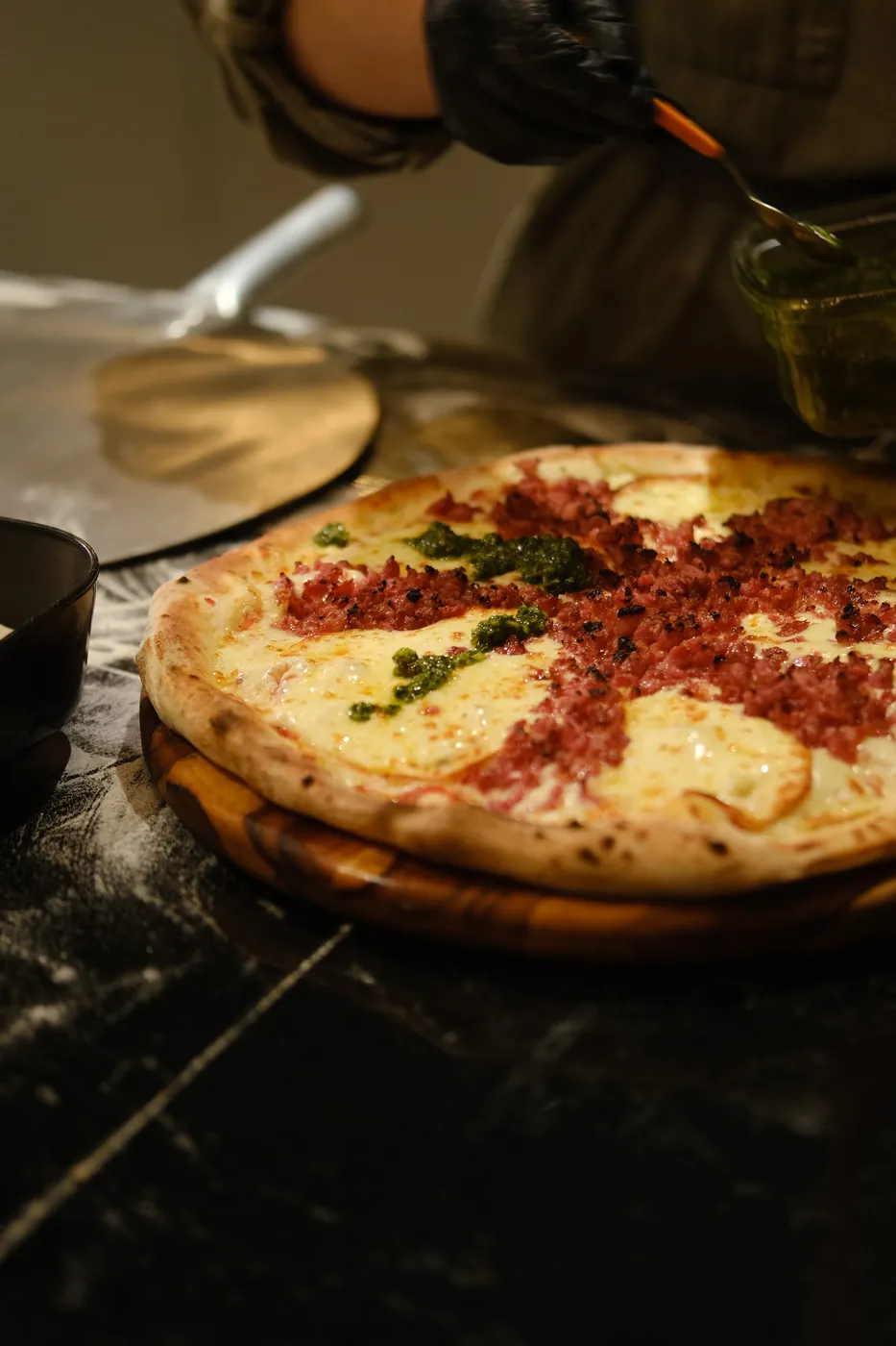 Calabresa com pesto pronta para servir na formatura
